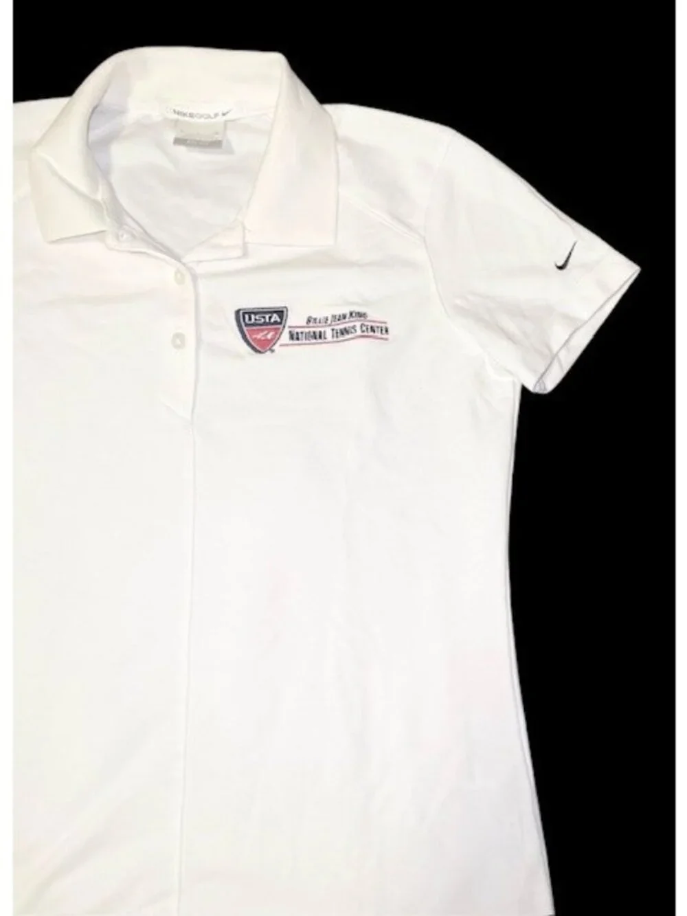 Nike Golf Dri-FIT USTA Billie Jean King Tennis Center Polo Womens Small White B